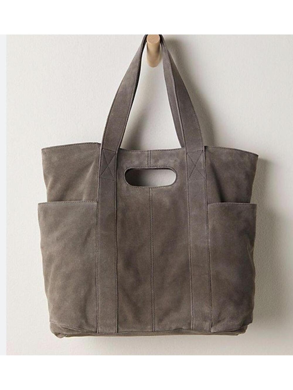 NWT Free People Suede Caravan Charcoal Gray Tote Bag